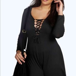 Boohoo Lace Up Skater Dress